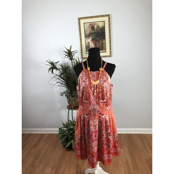 Vince Camuto Women Dress 16 Pleated Whimsigoth Sleeveless Boho Vacation Cottage - Picture 1 of 11